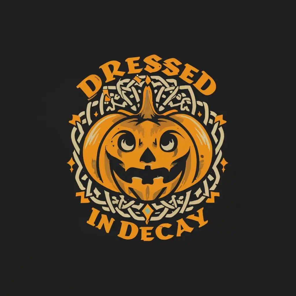 a logo design,with the text "Dressed In Decay", main symbol:Halloween pumpkin & sacred geometry,Moderate,be used in Others industry,clear background