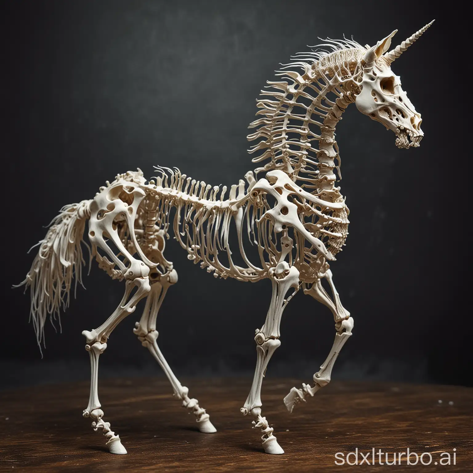 Photo of a unicorn skeleton
