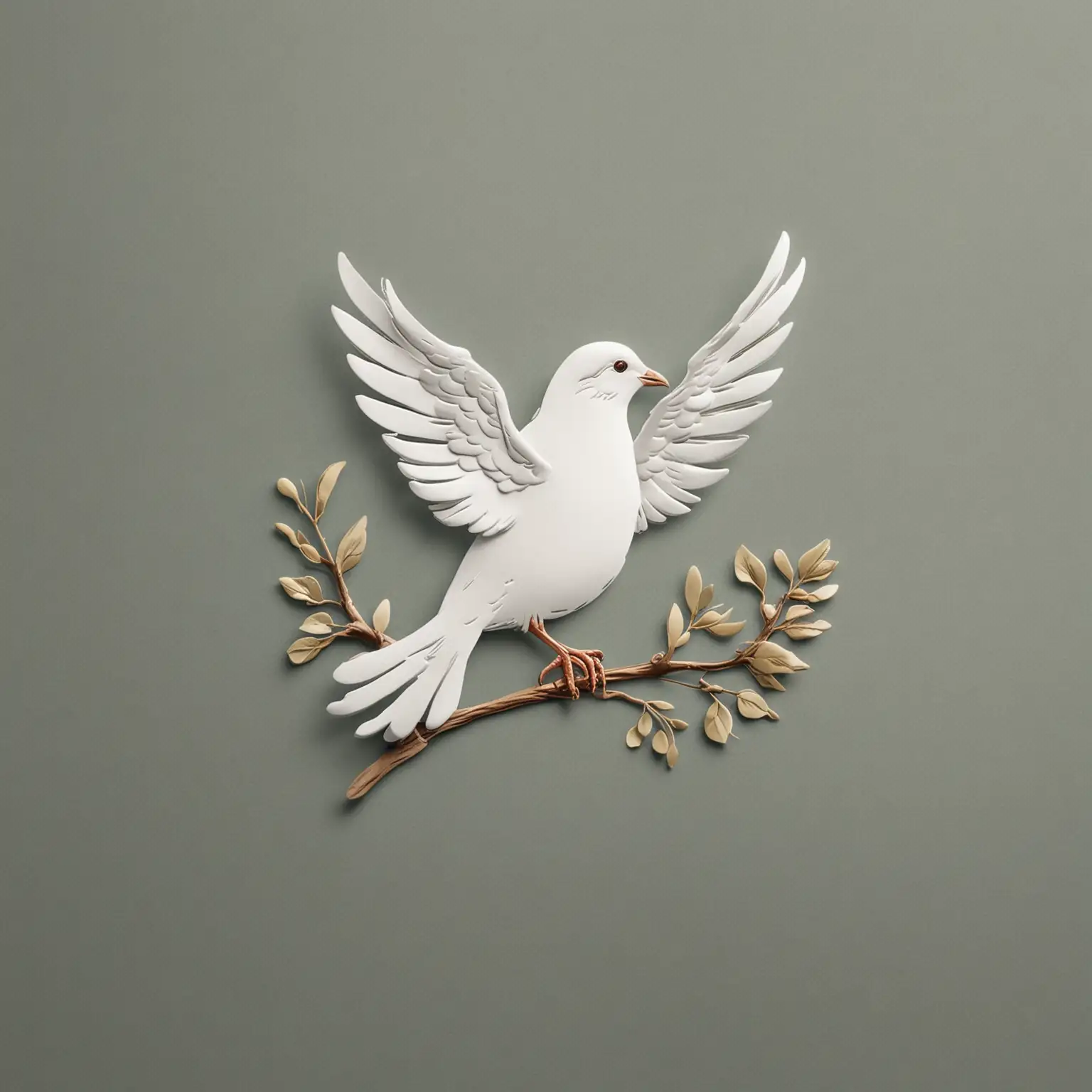 create a sophisticated  logo of a dove bird outline perched atop a small branch