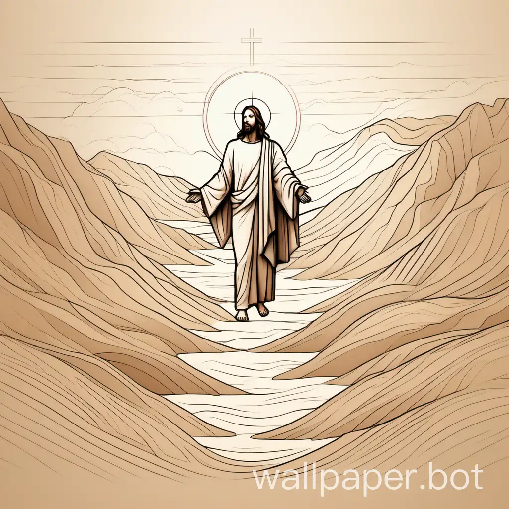 Minimalist-Line-Art-Drawing-of-Jesus-Scene-with-TiltShift-Effect