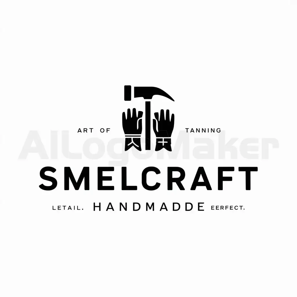 a logo design,with the text "SmelCraft HANDMADE", main symbol:instruments of tanner,Minimalistic,be used in Retail industry,clear background