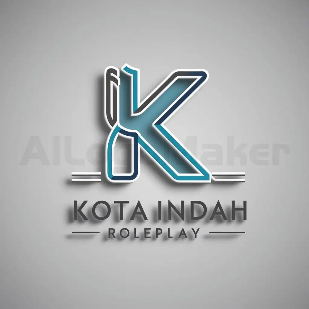 a logo design,with the text "KOTA INDAH ROLEPLAY", main symbol:Make me fivem server icon with mix culture And the symbol is K with domain color Blue and cyan with white and make it have many mean AND THIS IS A ROLEPLAY SERVER,Minimalistic,clear background