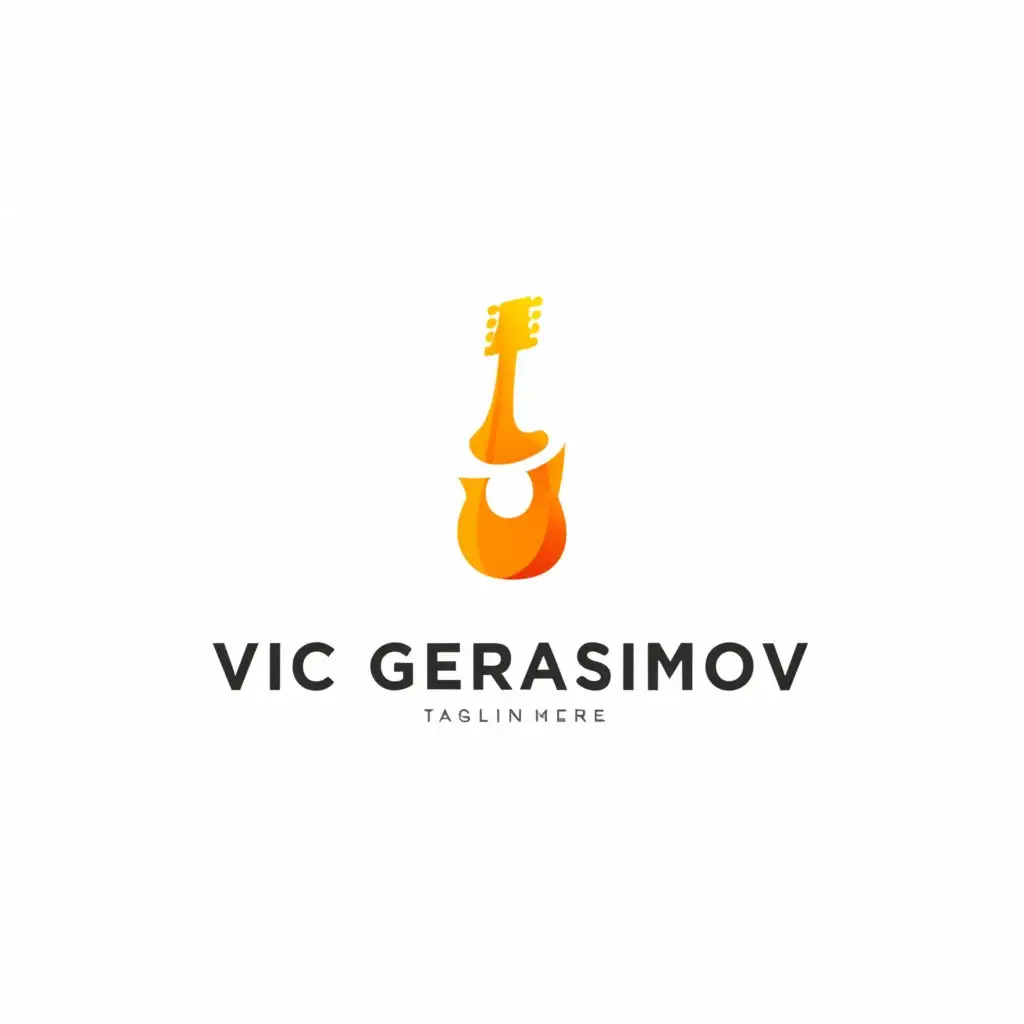 a logo design,with the text "Vic Gerasimov", main symbol:guitar,Minimalistic,be used in Entertainment industry,clear background