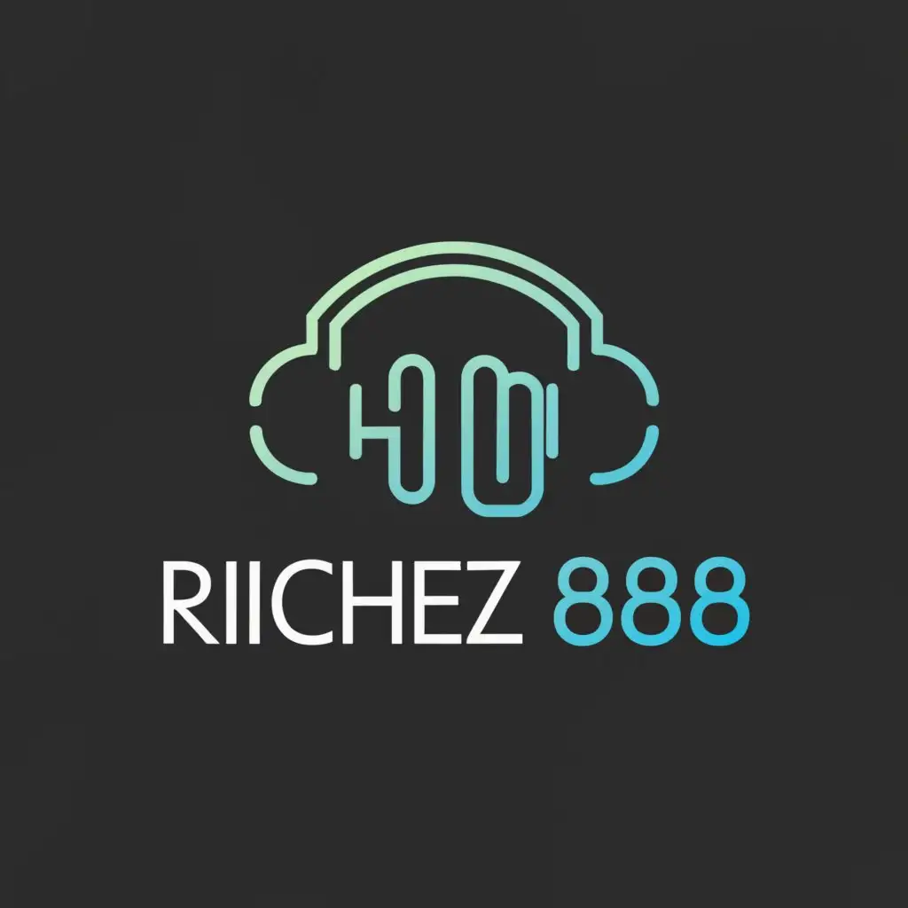 a logo design,with the text "Richez 808", main symbol:Headphones and microphone against the backdrop of a gloomy city,Moderate,be used in Music industry,clear background