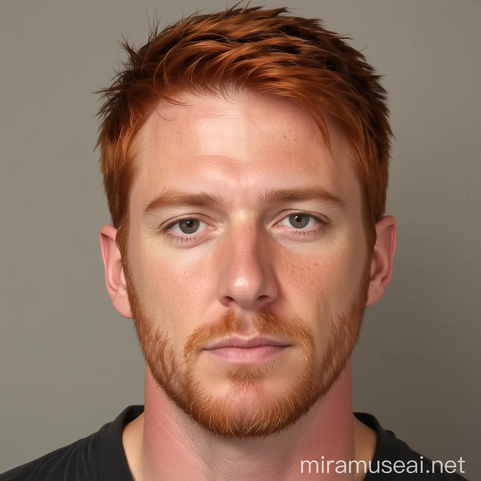 Portrait of a 35YearOld Man with Fiery Red Hair