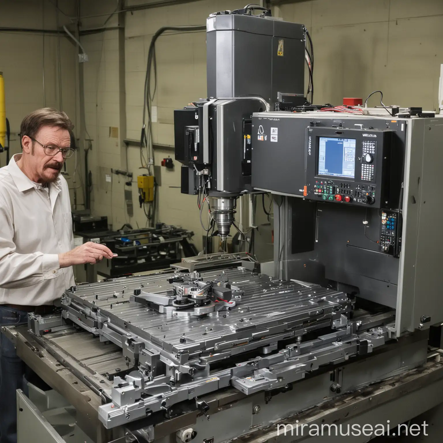 A CNC machine being operated by Walter White