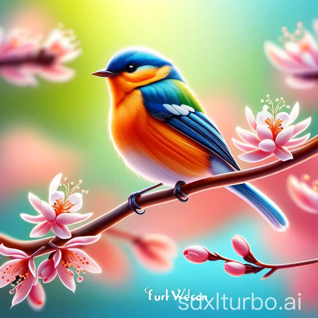 Vibrant-Spring-Scene-with-Birds-in-Blossoming-Nature