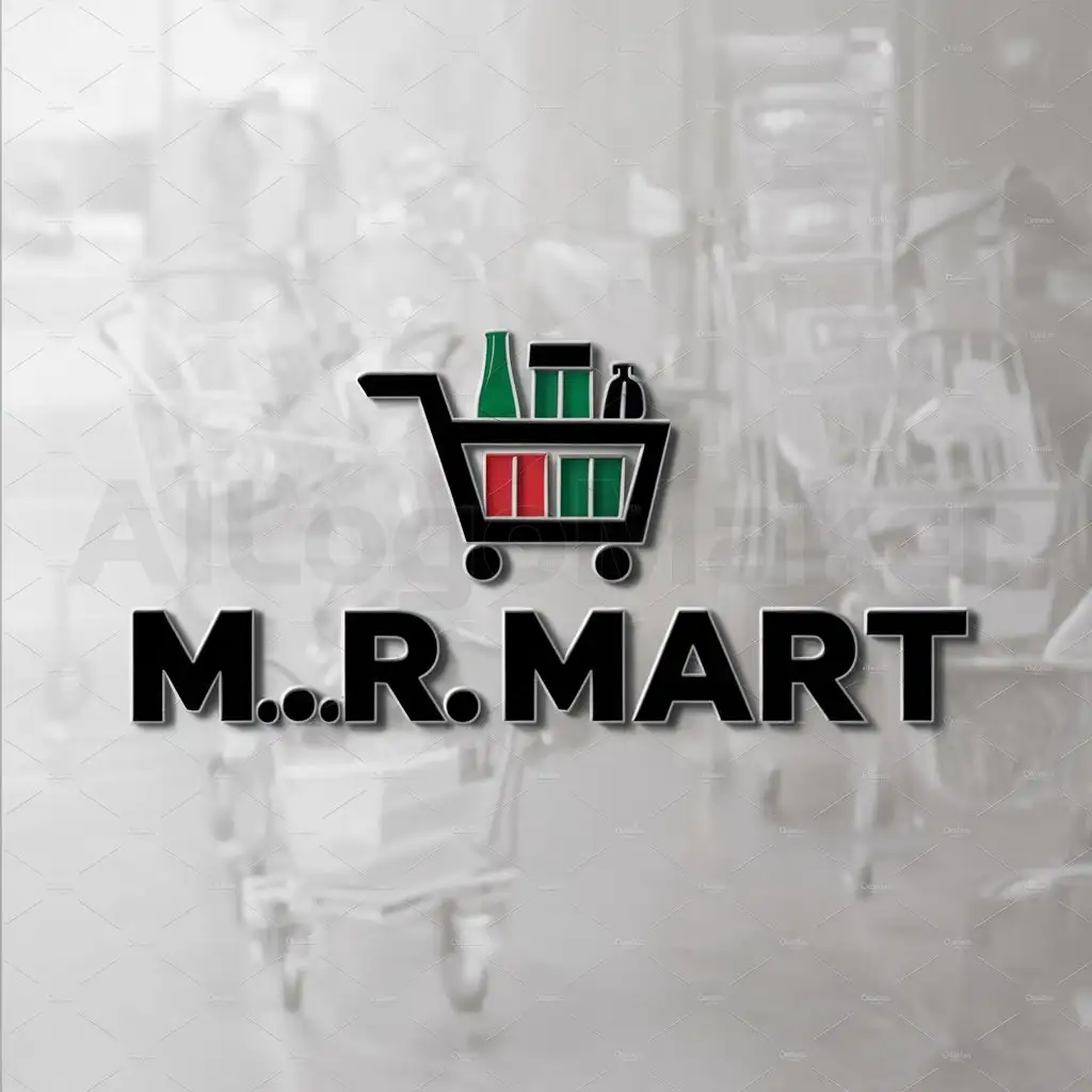 a logo design,with the text "M.R Mart", main symbol:CartnSupermarketnProducts,Moderate,be used in Retail industry,clear background