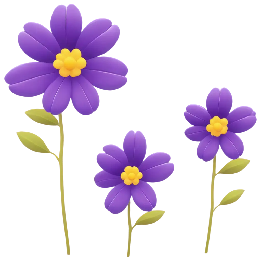 Cartoon purple flower set