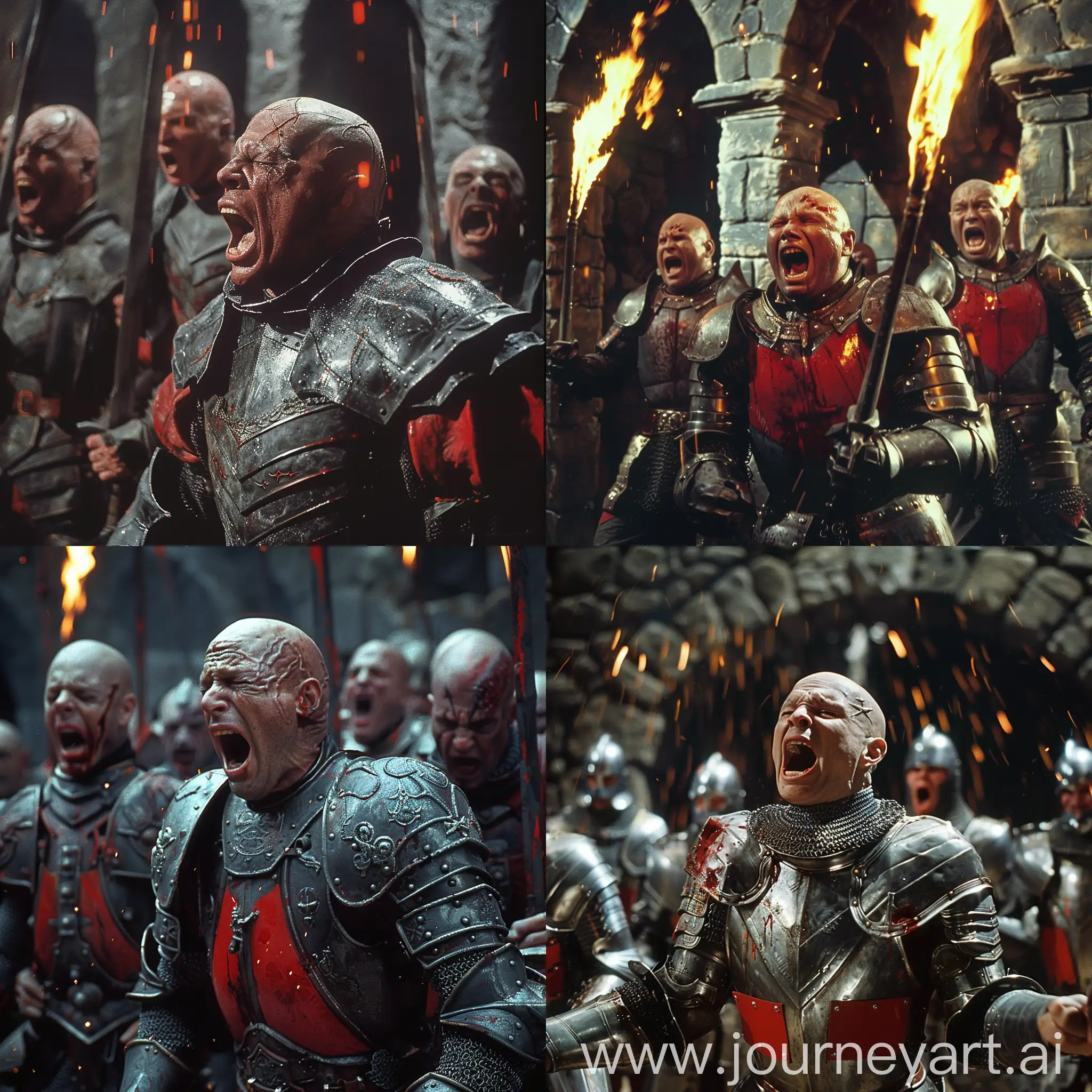 Dark-Fantasy-Scene-Evil-Bald-Knights-in-Armor-Amidst-Fiery-Dungeons
