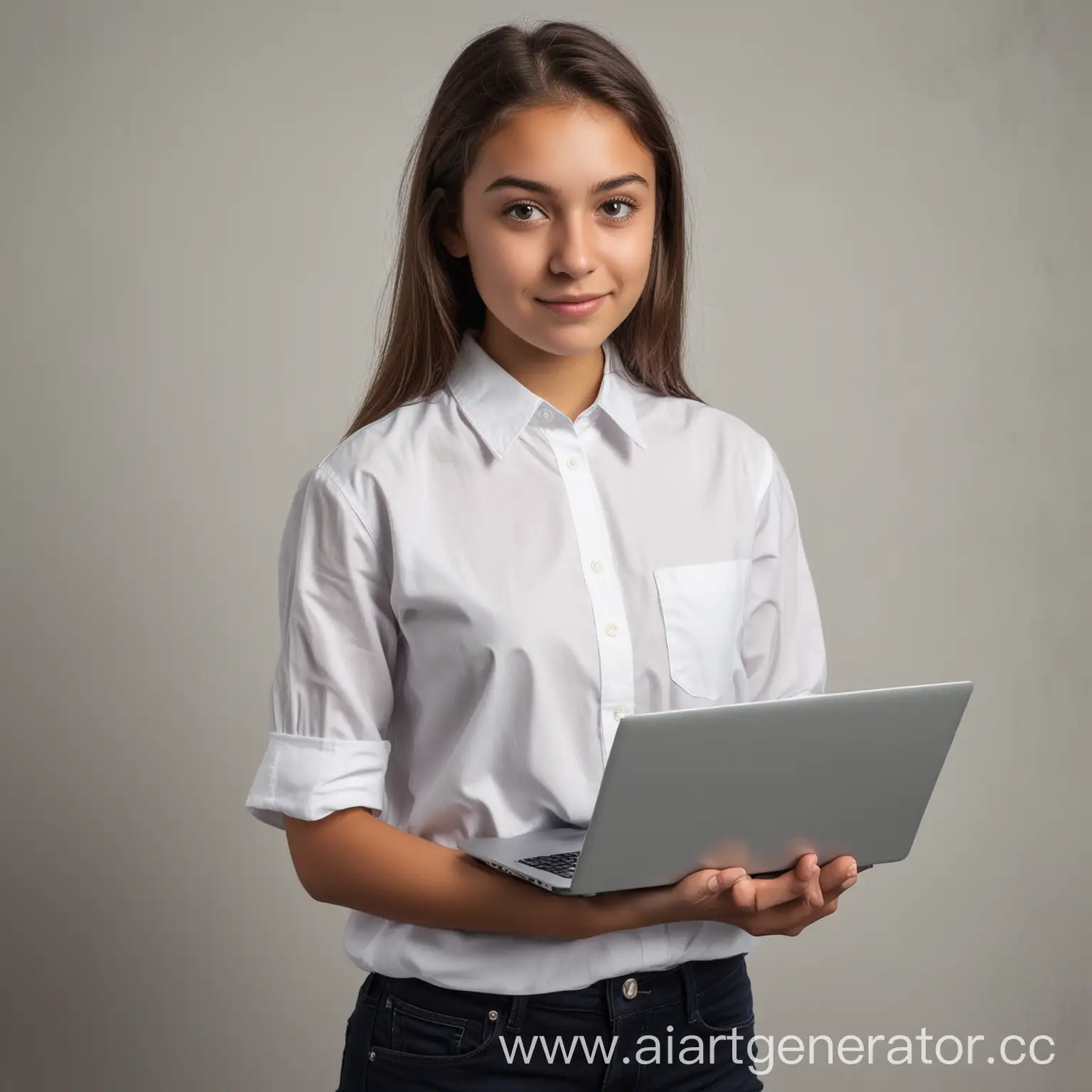 Student-Standing-with-Laptop-in-Hand-Wearing-White-Shirt