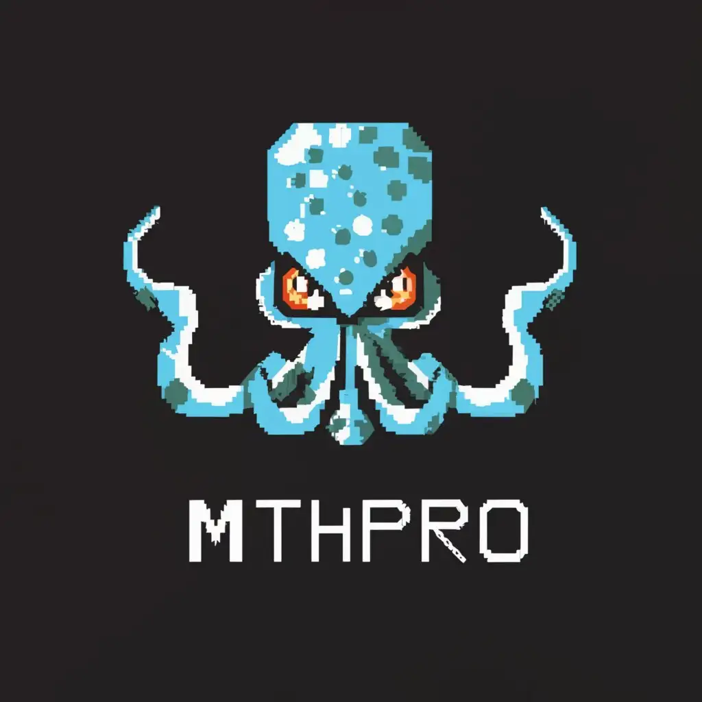 a logo design,with the text "mthpro", main symbol:main symbol should be a prominent and aggressive looking octopusy. Make it look modern, clean and prominent looking. 
Make the octopusy in pixel-art
,Moderate,be used in Technology industry,clear background