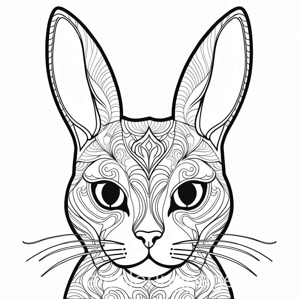 Cat-Head-with-Rabbit-Ears-Coloring-Page-Simple-Line-Art-on-White-Background