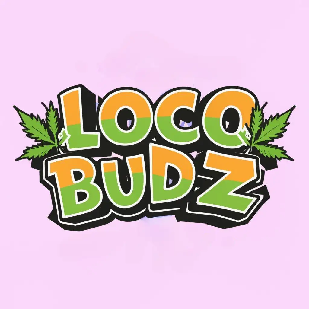 a logo design,with the text "loco budz", main symbol:anime style lettering , japanese style lettering, marijuana theme, comic style,complex,be used in Others industry,clear background