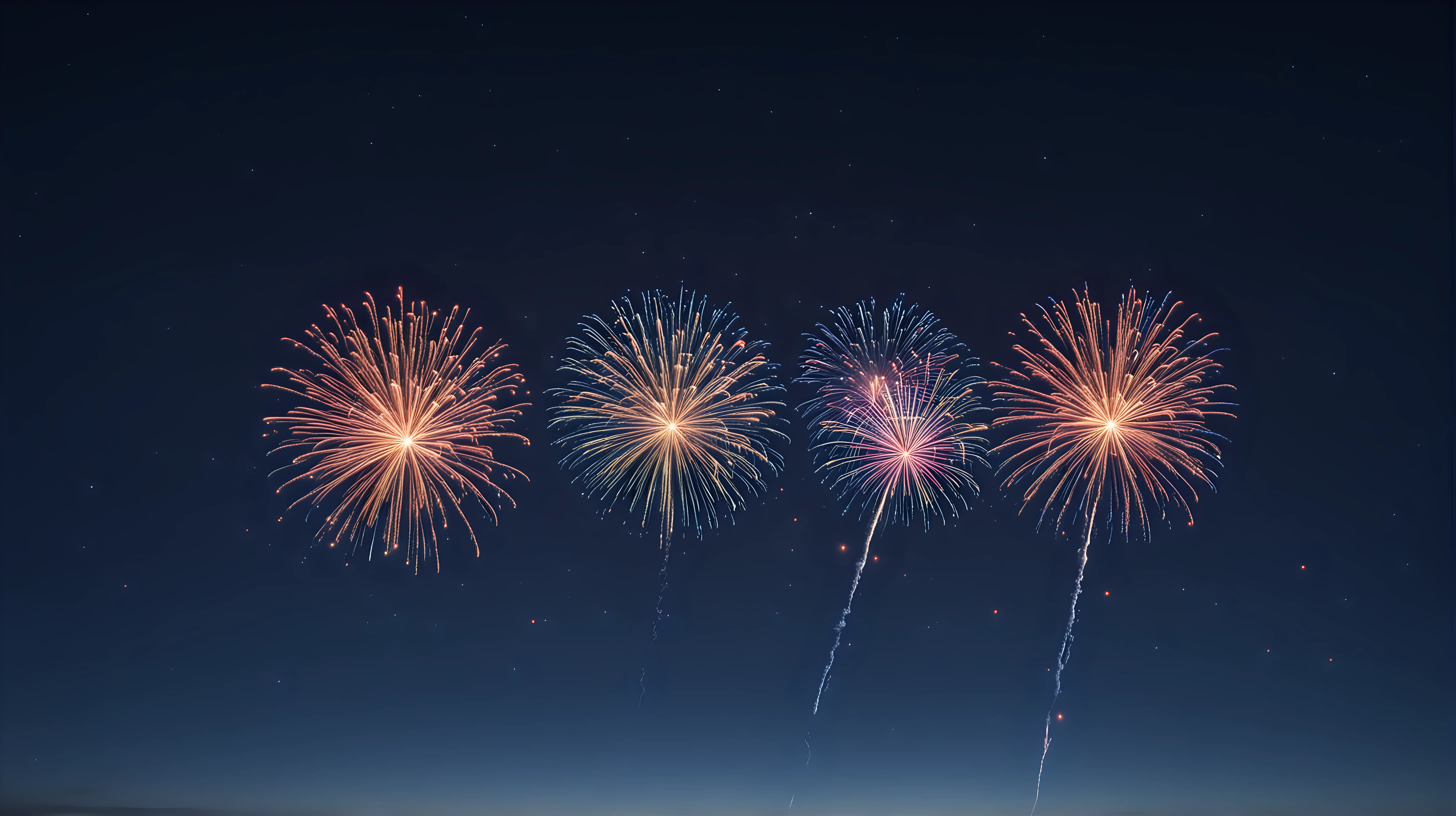Vibrant Miniature Fireworks Display Against Majestic Night Sky