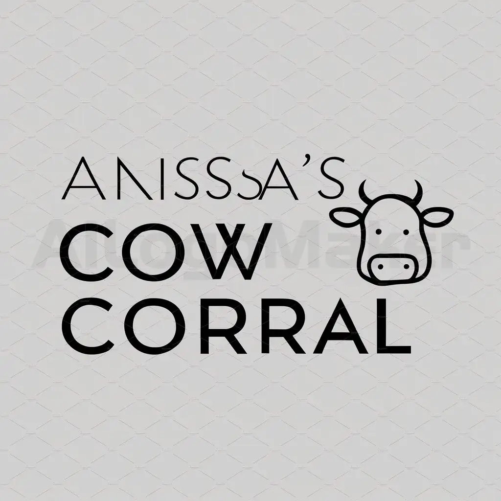 a logo design,with the text "anissa's cow corral", main symbol:cow,Moderate,be used in Animals Pets industry,clear background
