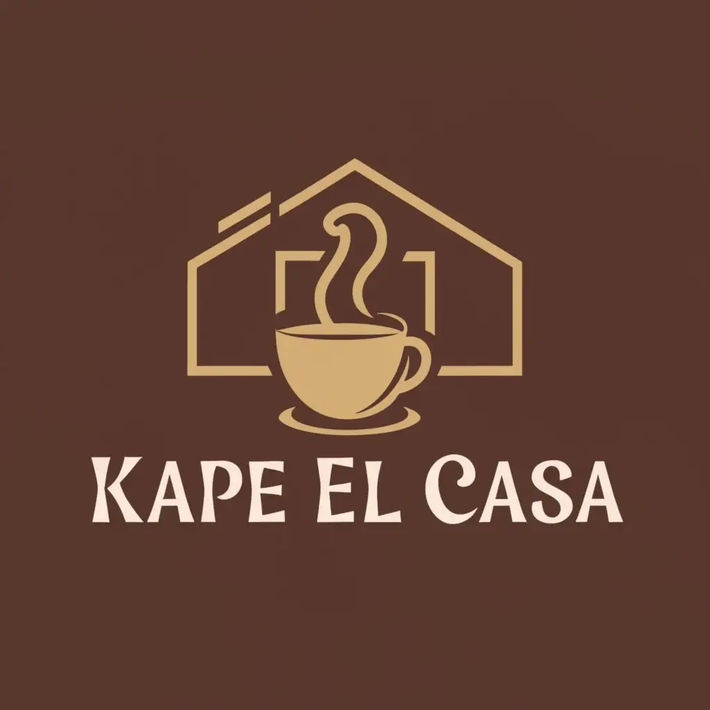 a logo design,with the text "Kape El Casa", main symbol:House and Coffee,Moderate,clear background
