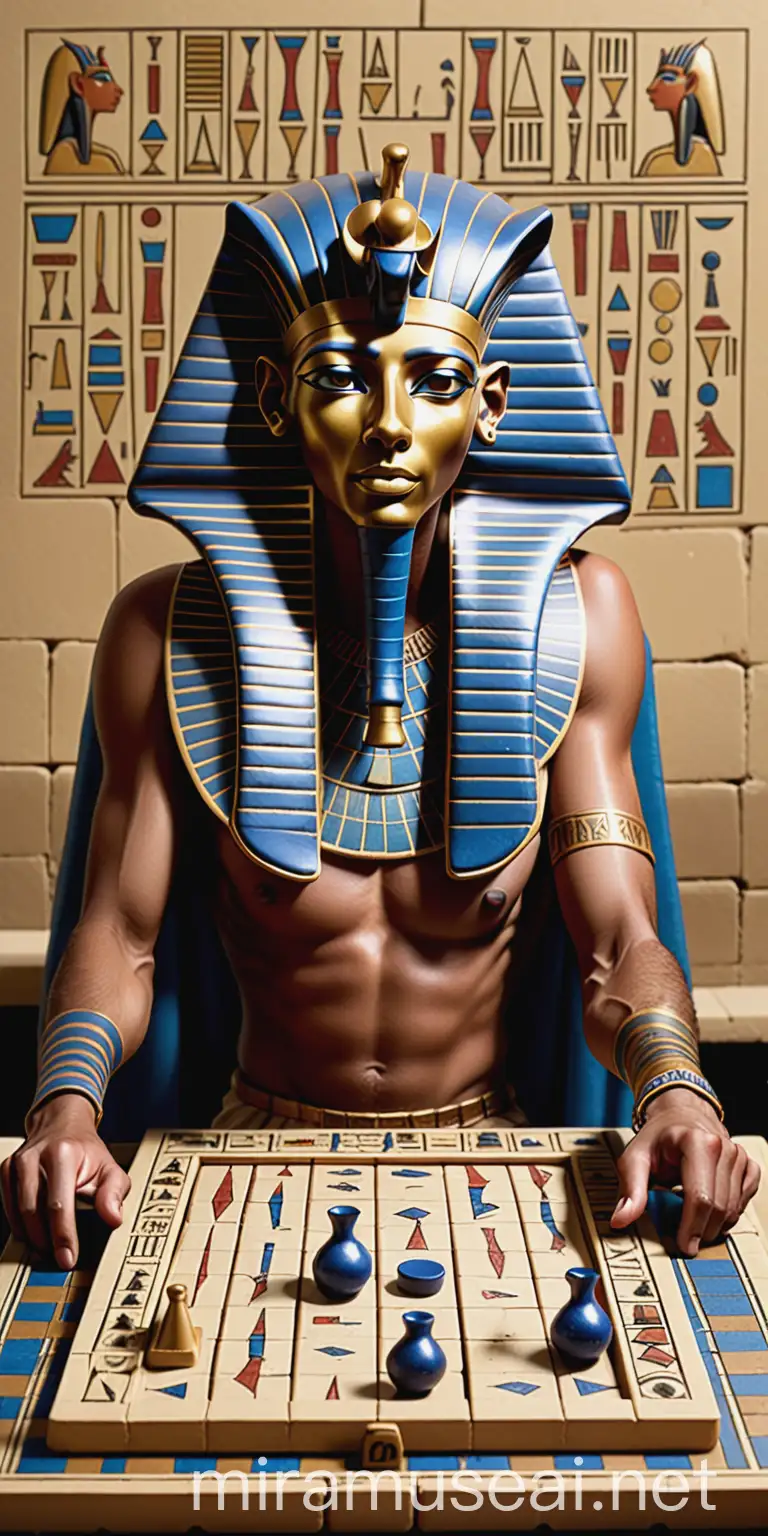 Pharaoh Playing Senet Ancient Egyptian Board Game Recreation