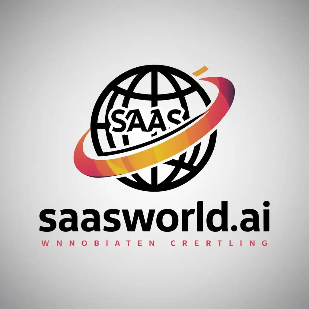 a logo design,with the text "SAASWORLD.Ai", main symbol:logo Design RequirementsnStyle and Tone:nModern and innovativenFun, bold, catchy, and riskynSimple, clean, and powerfulnDesign Elements:nHarmonious blend of text and symbolnStrong visual connection between text and symbolnConveys creativity and innovationnDistinctive and memorablenTarget Audience:nFor both women and men interested in the software as a service (SaaS) industrynAppeals to experts and learnersnUsage:nPrimarily for online use (website and social media channels)nAdditional Requirements:nAim for a 'billion-dollar brand' appearancenGlobal appeal. must be logo one stationery designn,Moderate,clear background