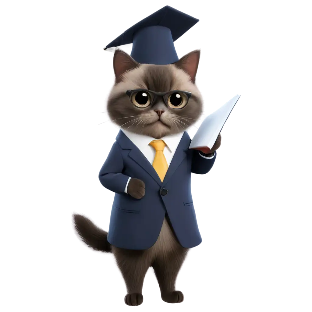Adorable-PNG-Image-A-Cute-Cat-in-the-Role-of-a-Teacher-Enhance-Your-Content-with-HighQuality-Visuals