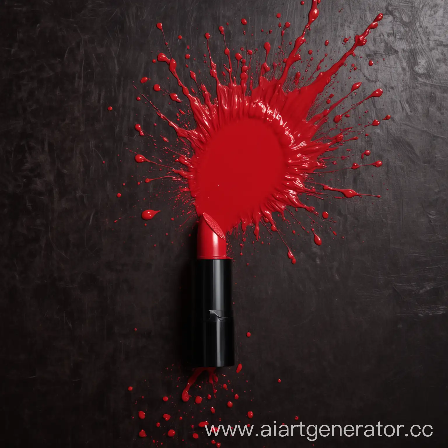 Red-Liquid-Paint-Spilled-with-Diving-Lipstick-Abstract-Art-Concept