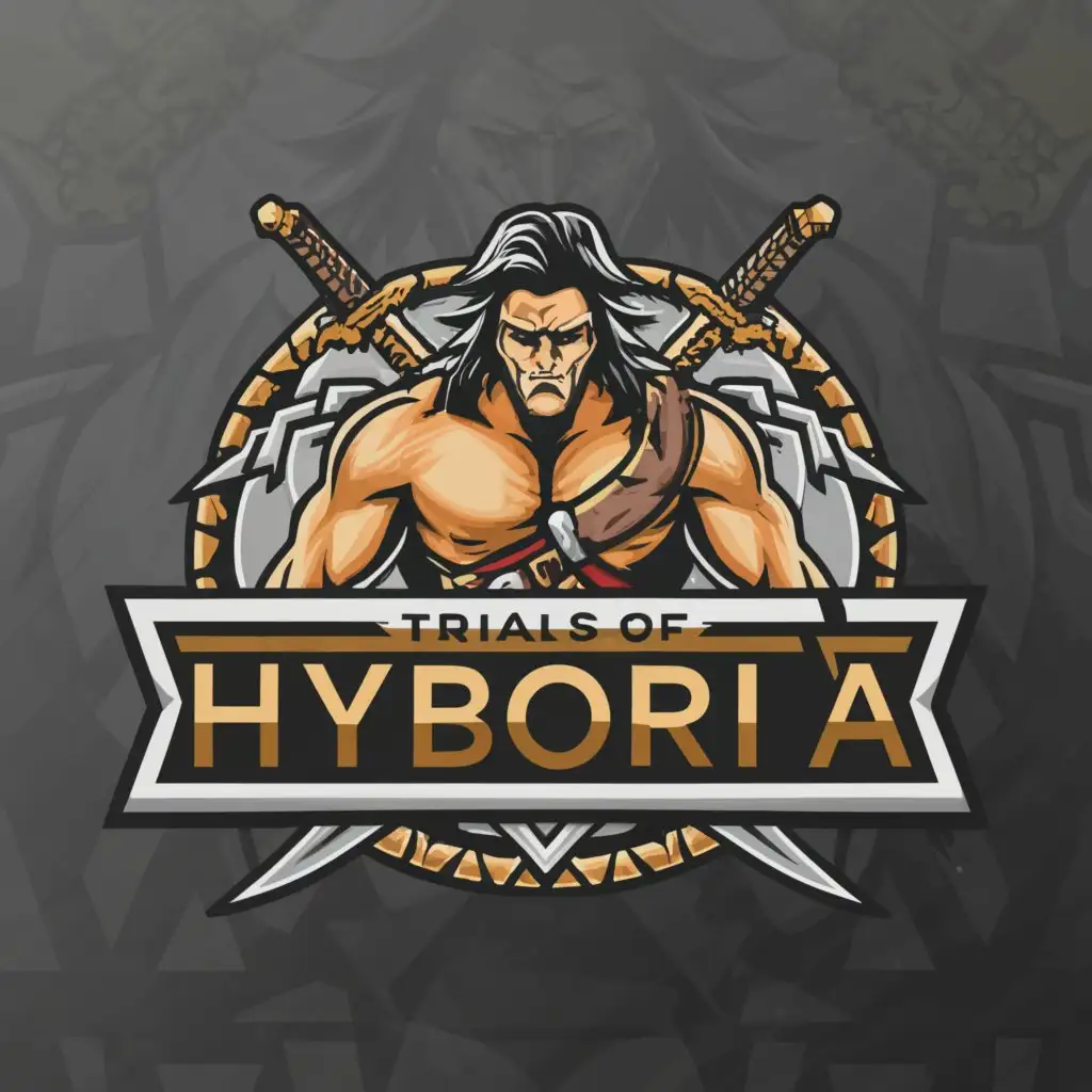 a logo design,with the text 'Trials of Hyboria', main symbol:Conan,complex,be used in Events industry,clear background