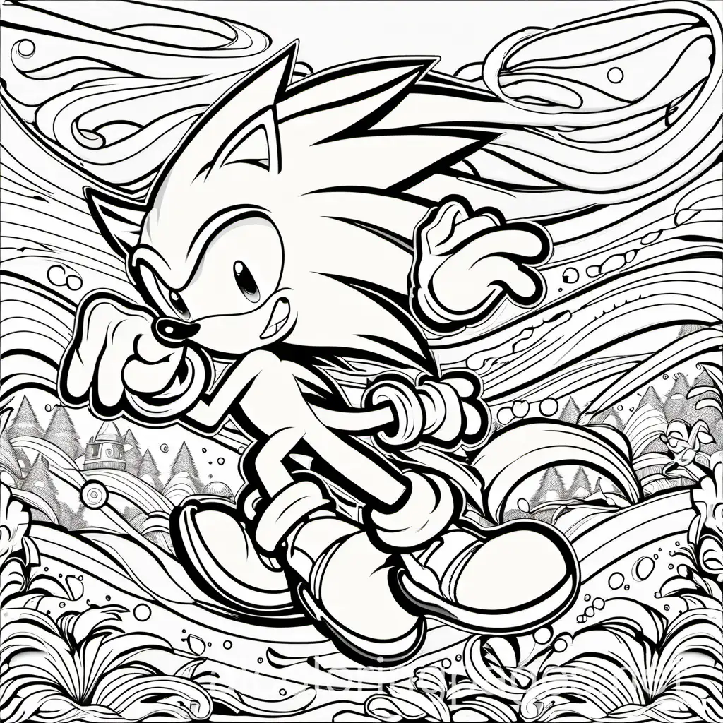 sonic and tales coloring page  , Coloring Page, black and white, line art, white background, Simplicity, Ample White Space. The background of the coloring page is plain white to make it easy for young children to color within the lines. The outlines of all the subjects are easy to distinguish, making it simple for kids to color without too much difficulty