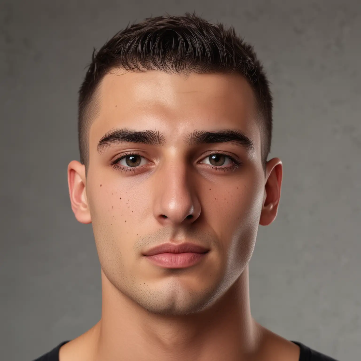 22 yo handsome greek man face, shaved, symmetric face, beautiful, HD, 8K, skin texture, front view, bald,