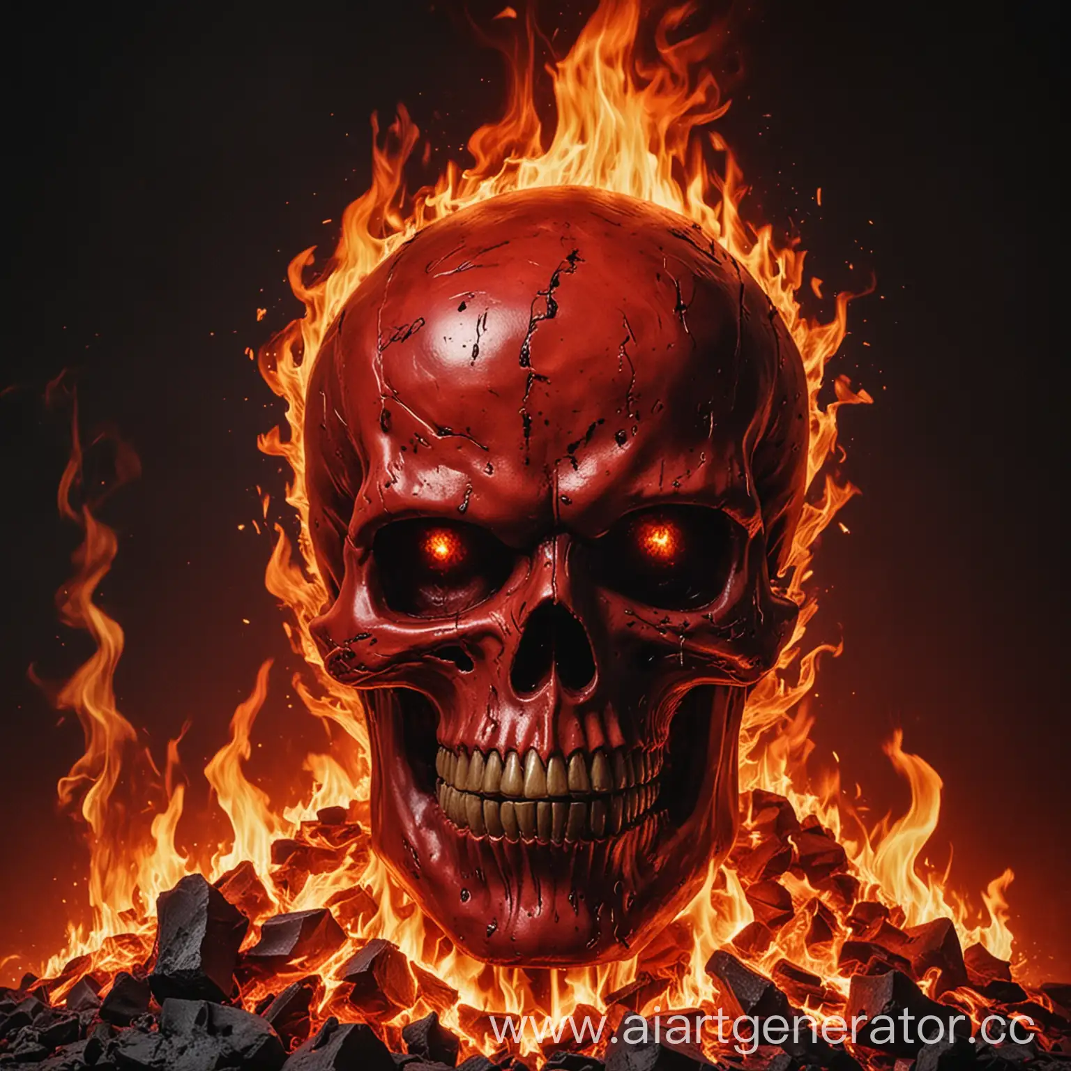 burning red skull