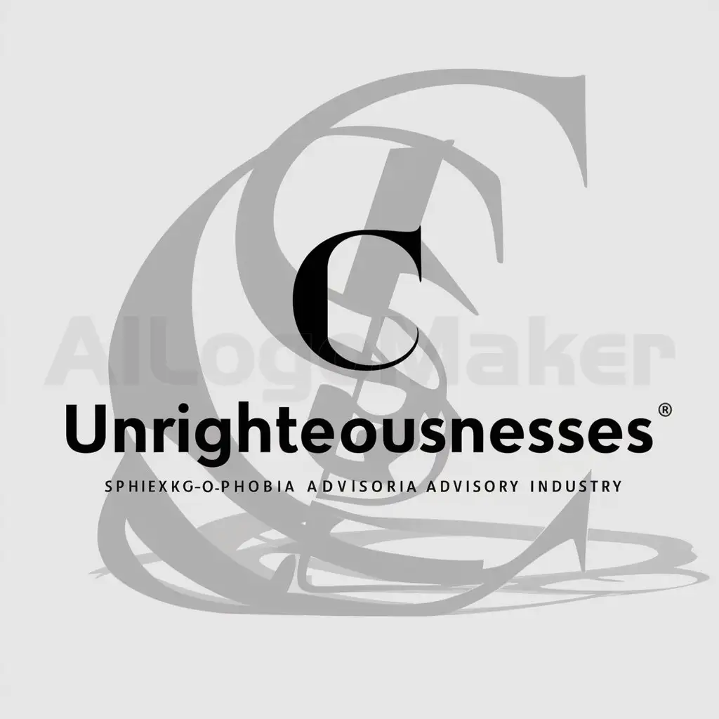 a logo design,with the text 'Unrighteousnesses', main symbol:The letter C,Moderate,be used in Spheksophobia advisory industry,clear background unfurnished flunenthusiastic crabstick tourneys