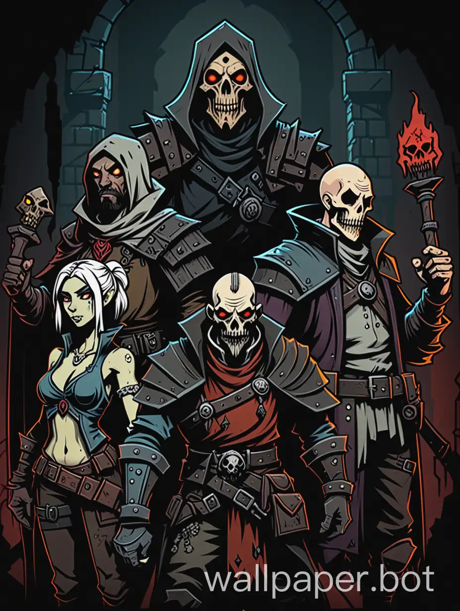 characters from Darkest Dungeon and Baldur's gate