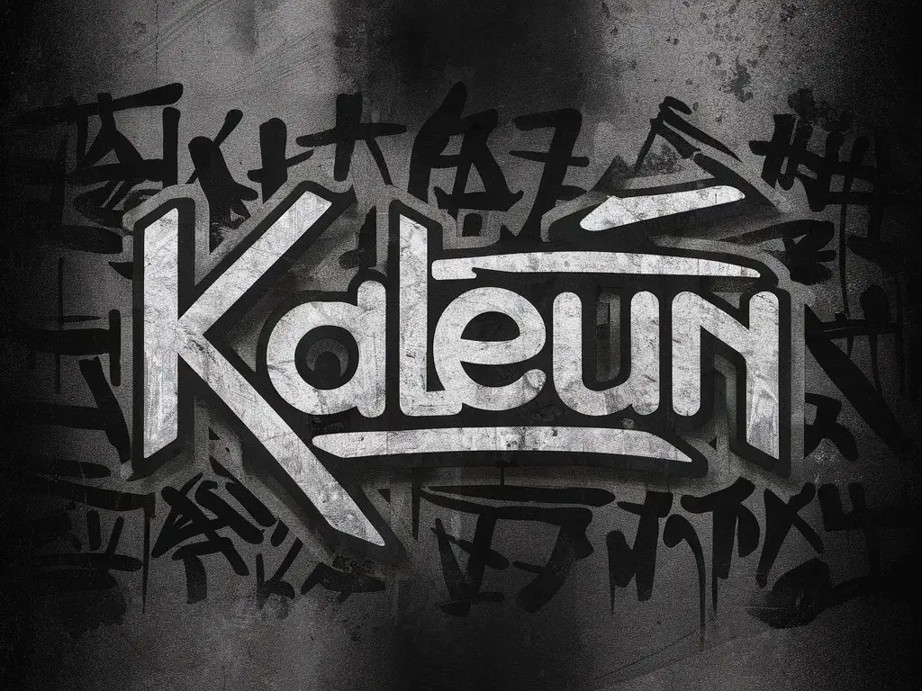 Le mot KALEUN (家倫) avec un style assez sobre avec un style street graffiti asiatique. Fonf noir dégradé sombre