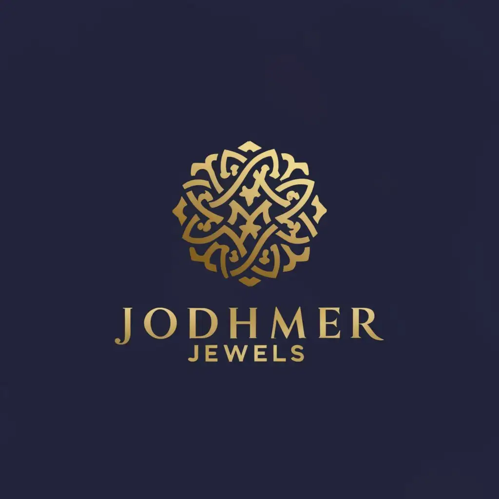 a logo design,with the text "Jodhmer Jewels", main symbol:logo luxury jewelry business. this logo should include a gold earrings, necklaces, or bracelets. preferred color Gold/Silver Royal Blue, Deep Purple,Moderate,clear background