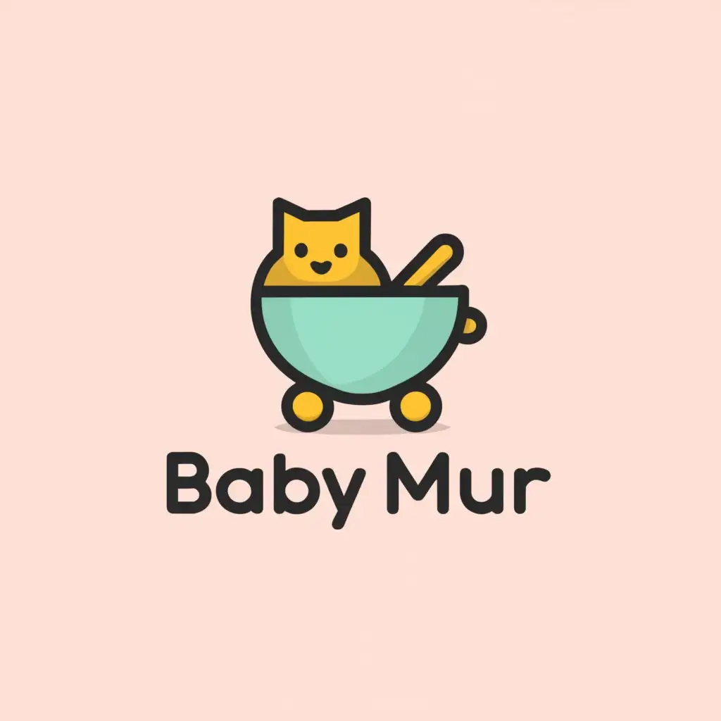 LOGO-Design-for-Baby-Mur-Minimalistic-Baby-Stroller-and-Kitten-with-Disney-Touch