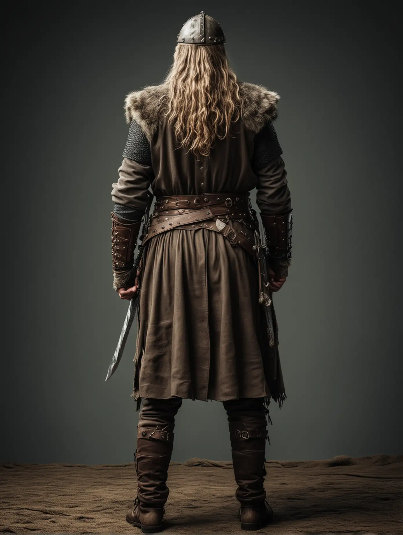 Viking Warrior Standing Strong Full Body Back View No Face Revealed