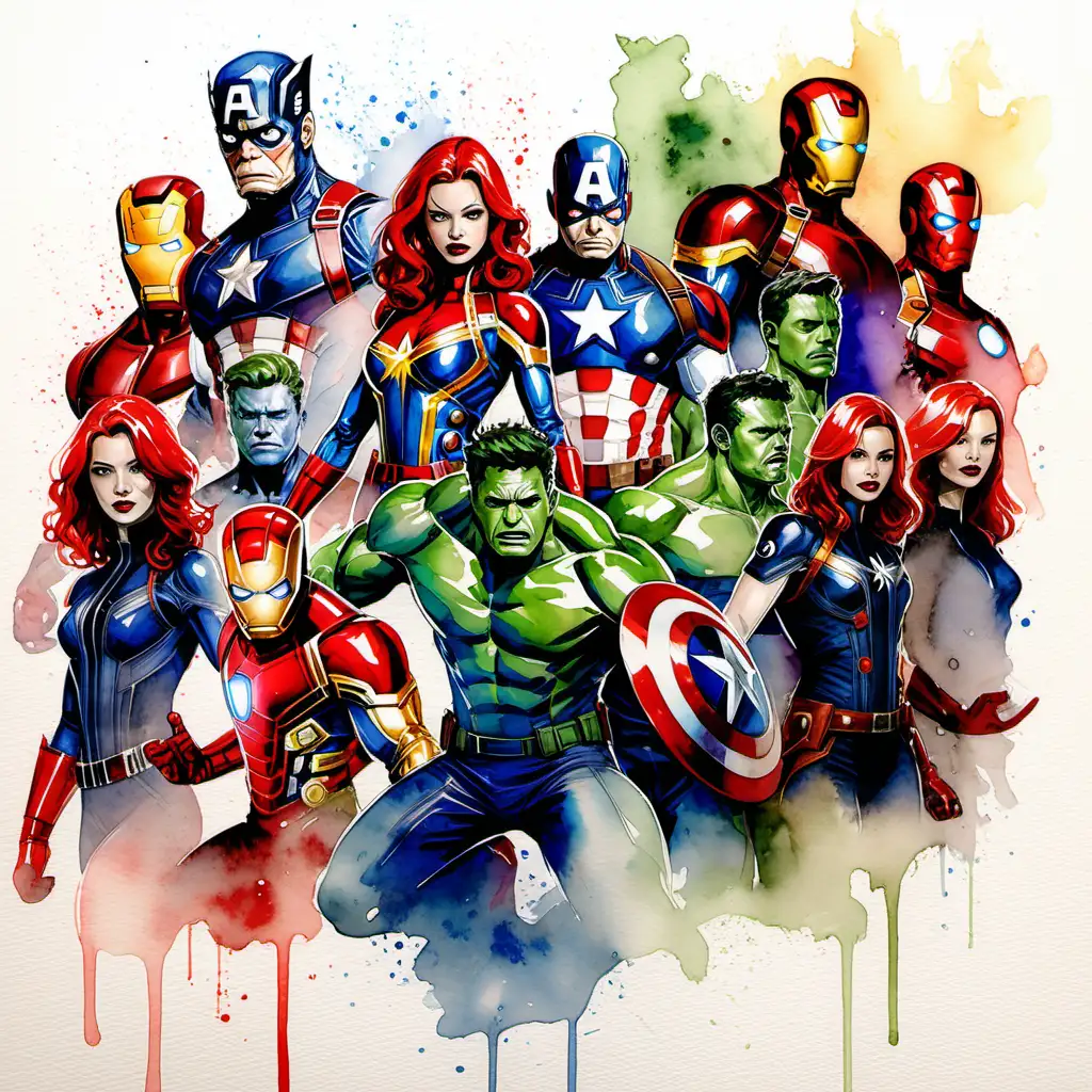 Marvel Characters in Watercolor Vibrant Portraits of Iconic Heroes and Villains