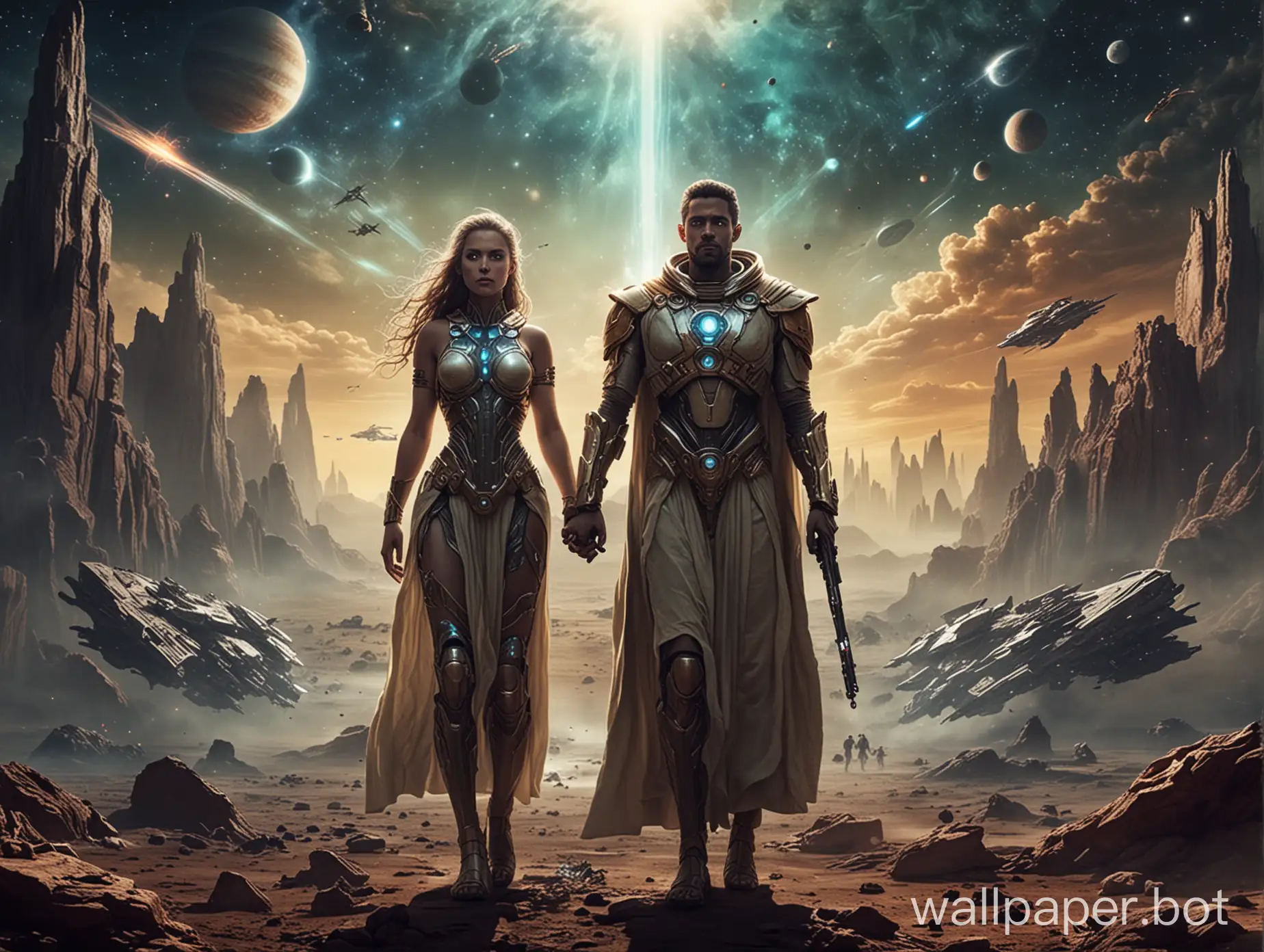 Futuristic-Illustration-of-Powerful-Beings-People-as-Gods-Science-Fiction-Poster