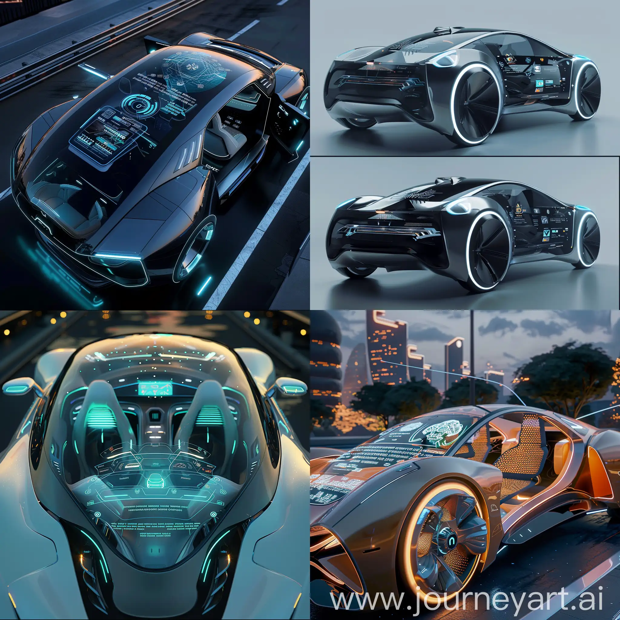 High-tech futuristic car, Augmented Reality Windshield, Holographic Dashboard, Biometric Driver Identification, Intelligent Adaptive Seating, AI-Powered Voice Assistant, Smart Climate Control System, Self-Healing Body Panels, Gesture-Controlled Infotainment System, Wireless Charging Stations, Advanced Safety Sensors, Dynamic LED Lighting, Aerodynamic Body Design, Smart Glass Roof, Retractable Door Handles, Interactive Light Displays, Self-Cleaning Nanotech Paint, Integrated Solar Panels, Augmented Reality Side Mirrors, Active Aero Components, Sustainable Material Construction, unreal engine 5 --stylize 1000