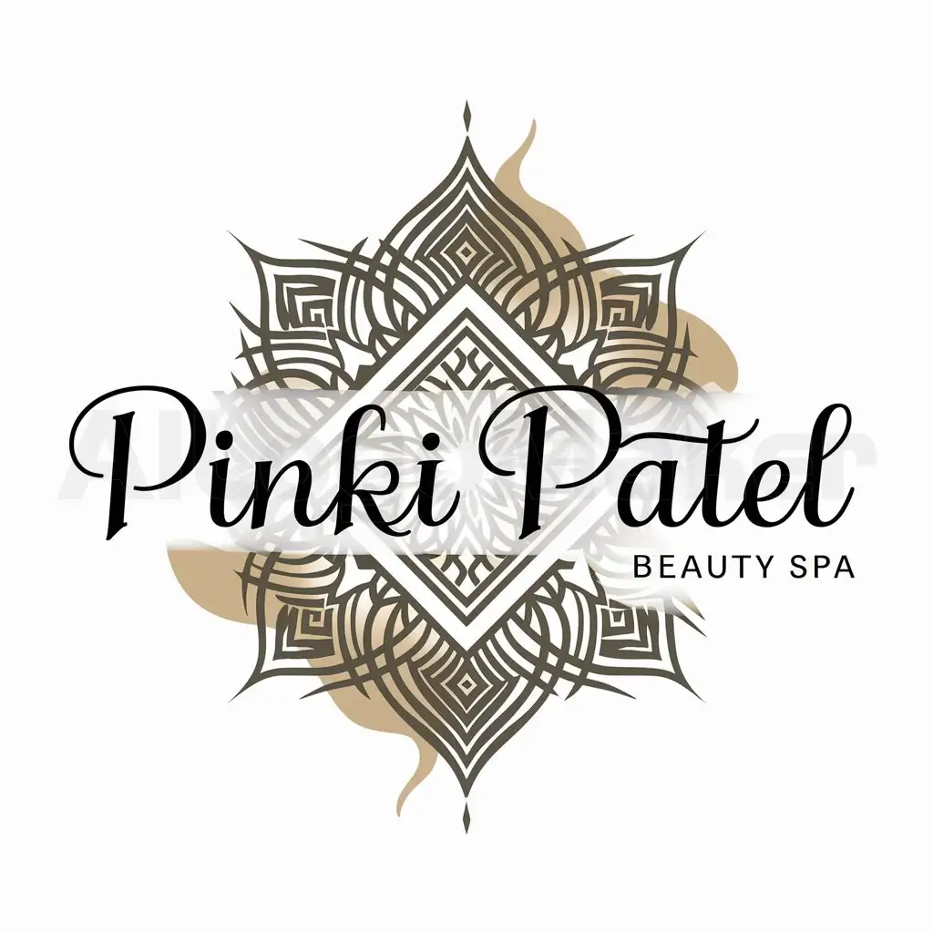 a logo design,with the text "Pinki Patel", main symbol:Mehndi,complex,be used in Beauty Spa industry,clear background