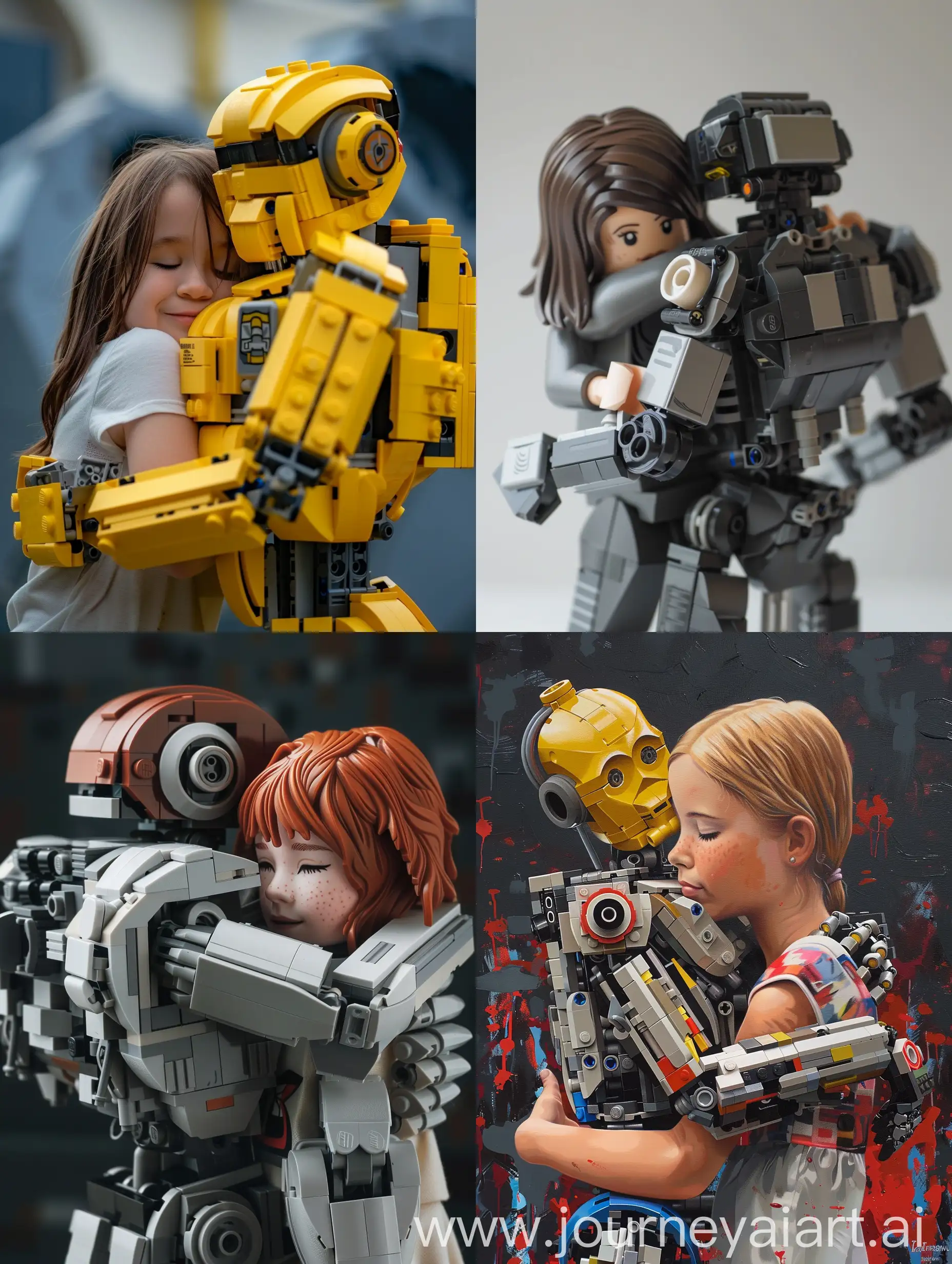 Girl-Hugs-Robot-Heartwarming-Moment-with-LEGO-Creation