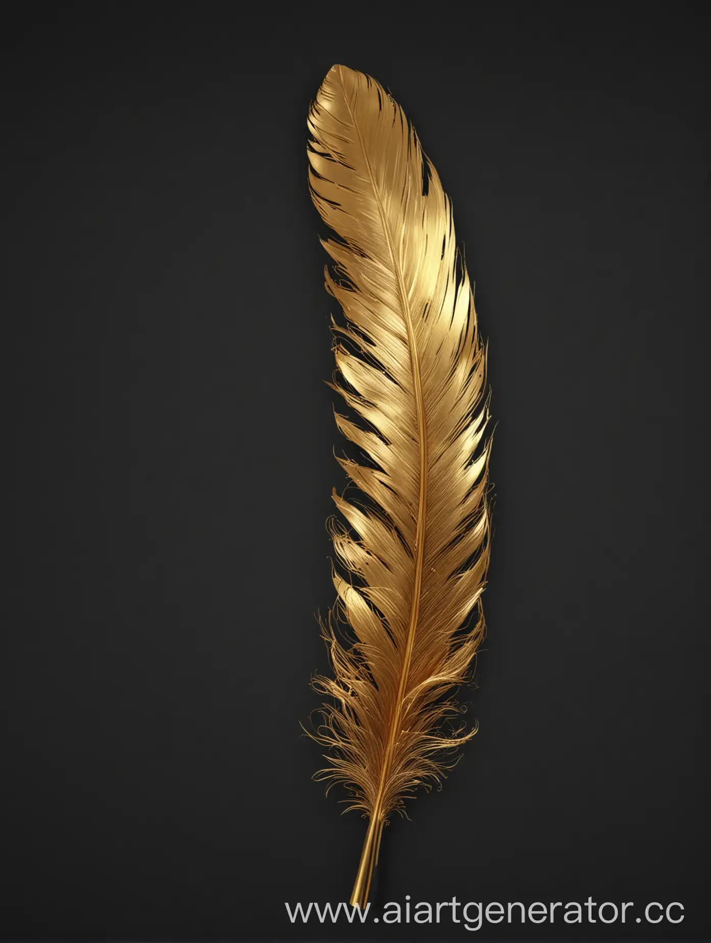 Golden-Feather-3D-Model-on-Black-Background