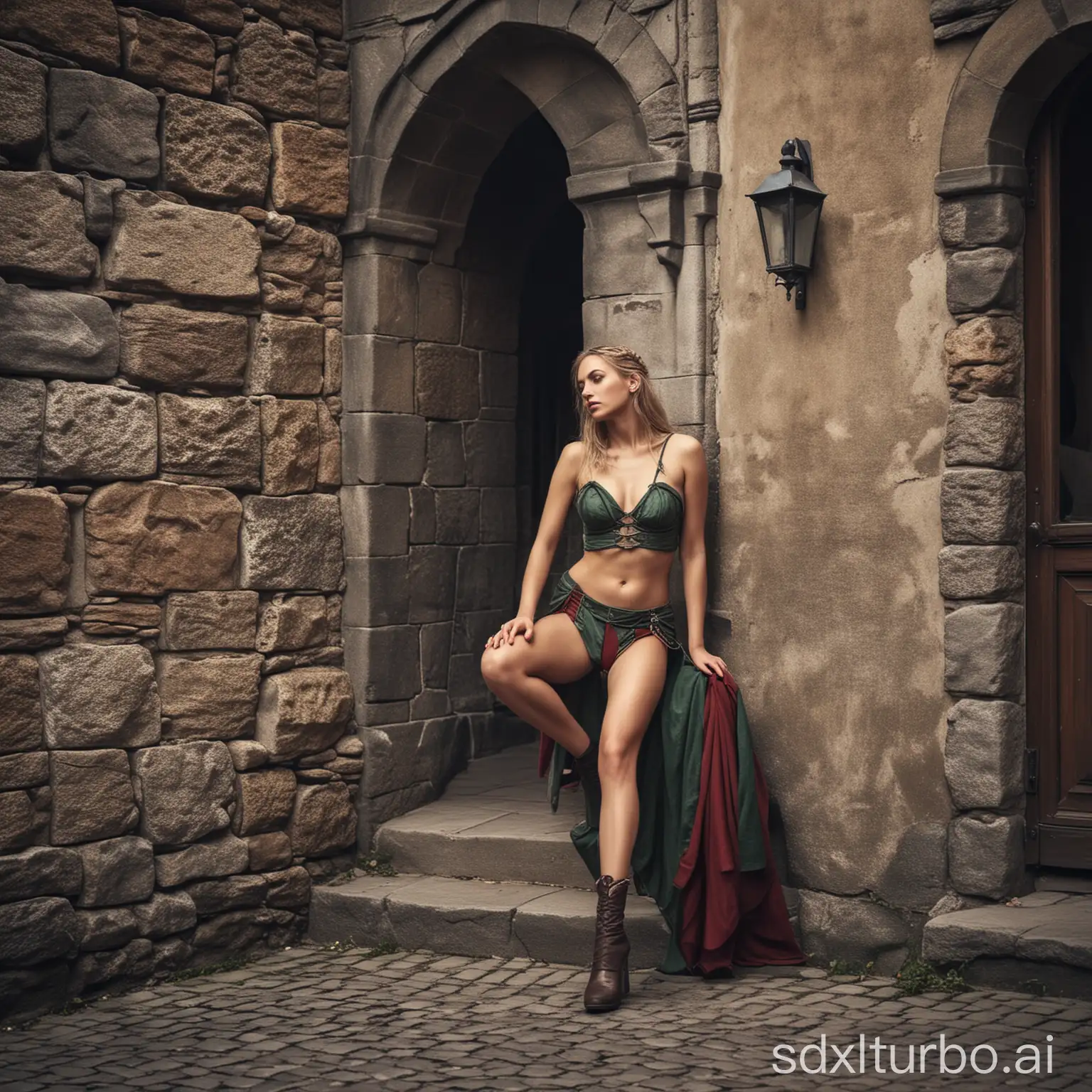 Gloomy-Street-Corner-Elven-Prostitute-and-Drunken-Clients-at-Castle