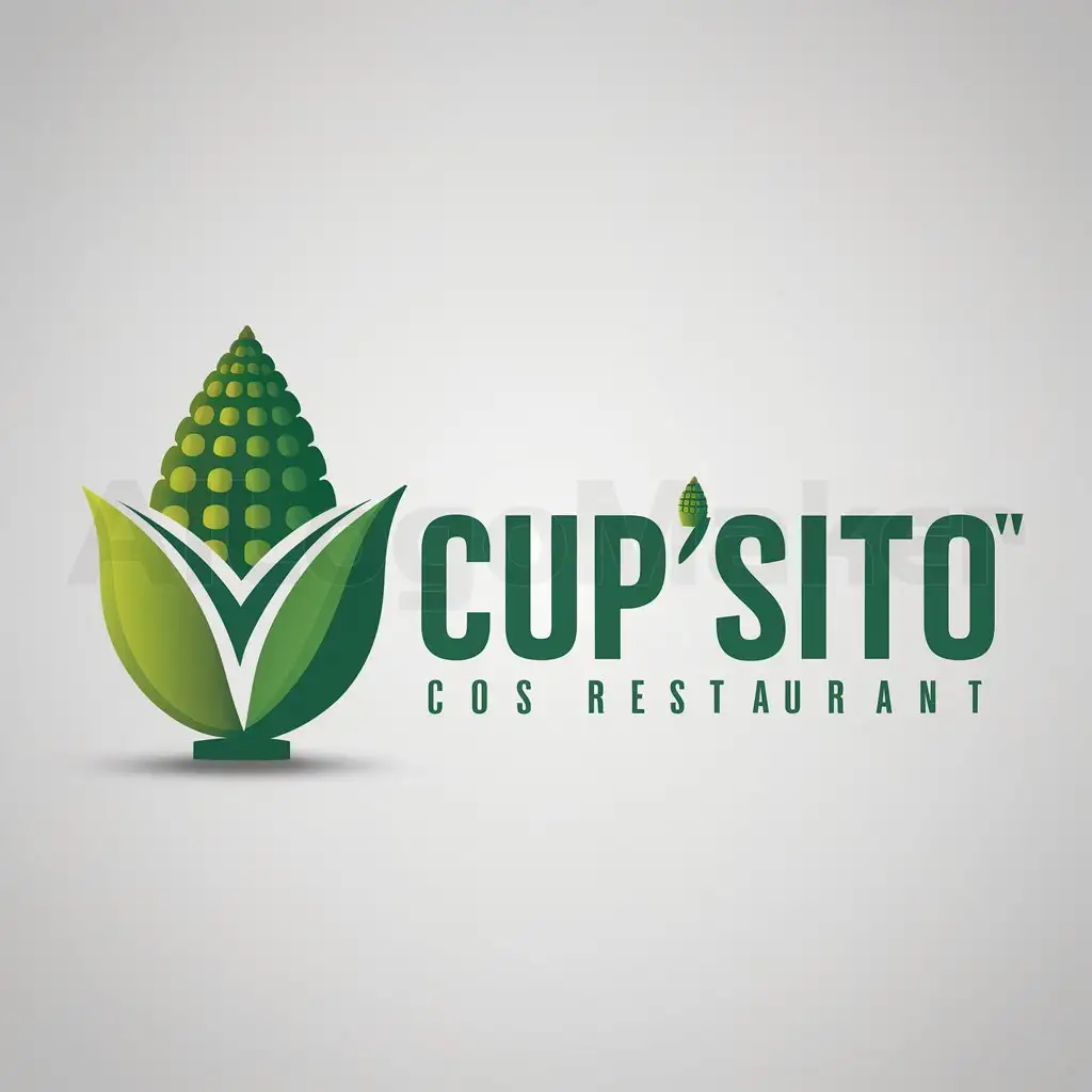 LOGO-Design-For-CupsITO-Vibrant-Green-Corn-Leaf-Cup-Emblem-for-Restaurant-Branding