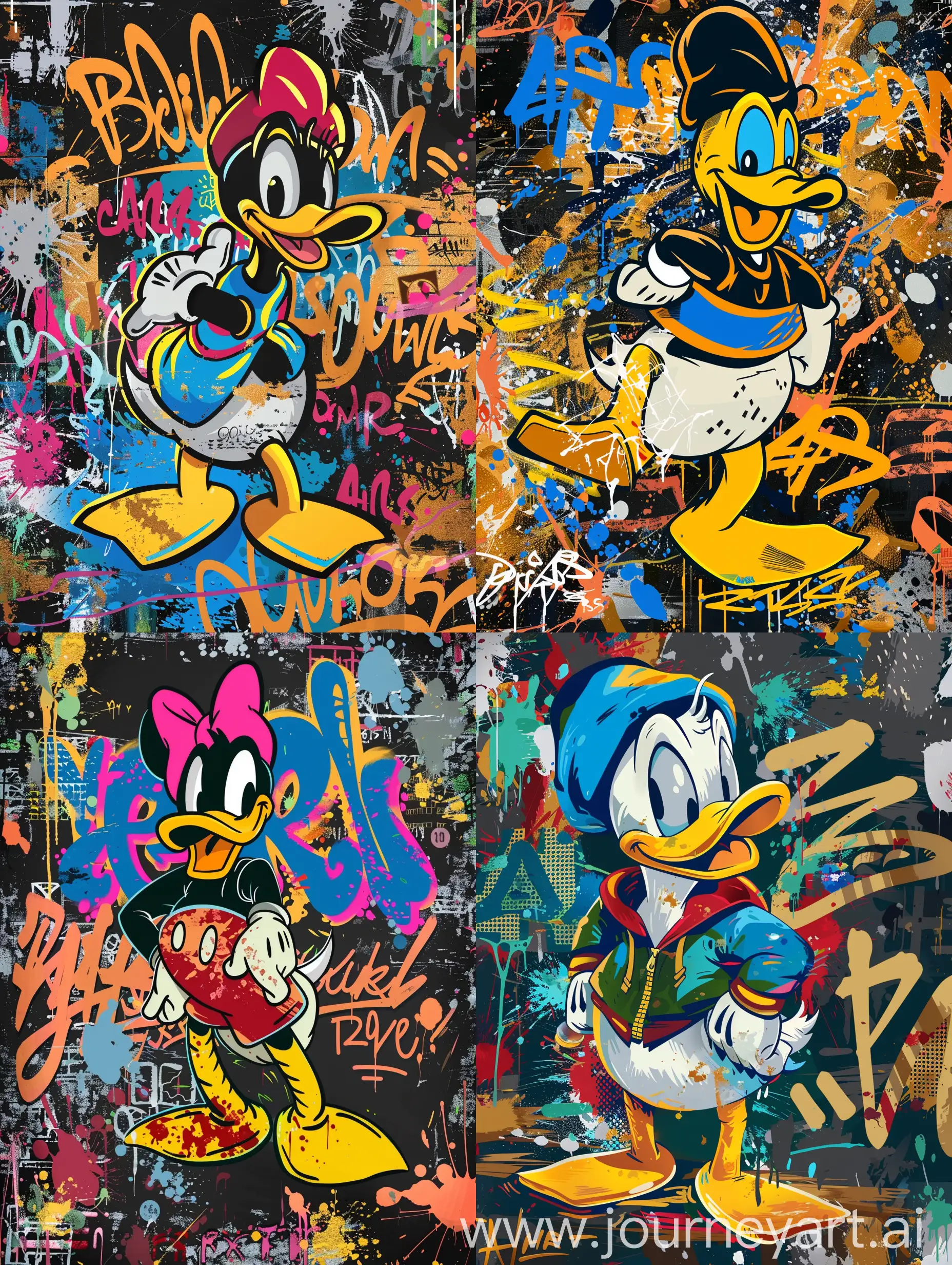 Vibrant-Urban-Street-Art-Donald-Duck-Graffiti-Illustration