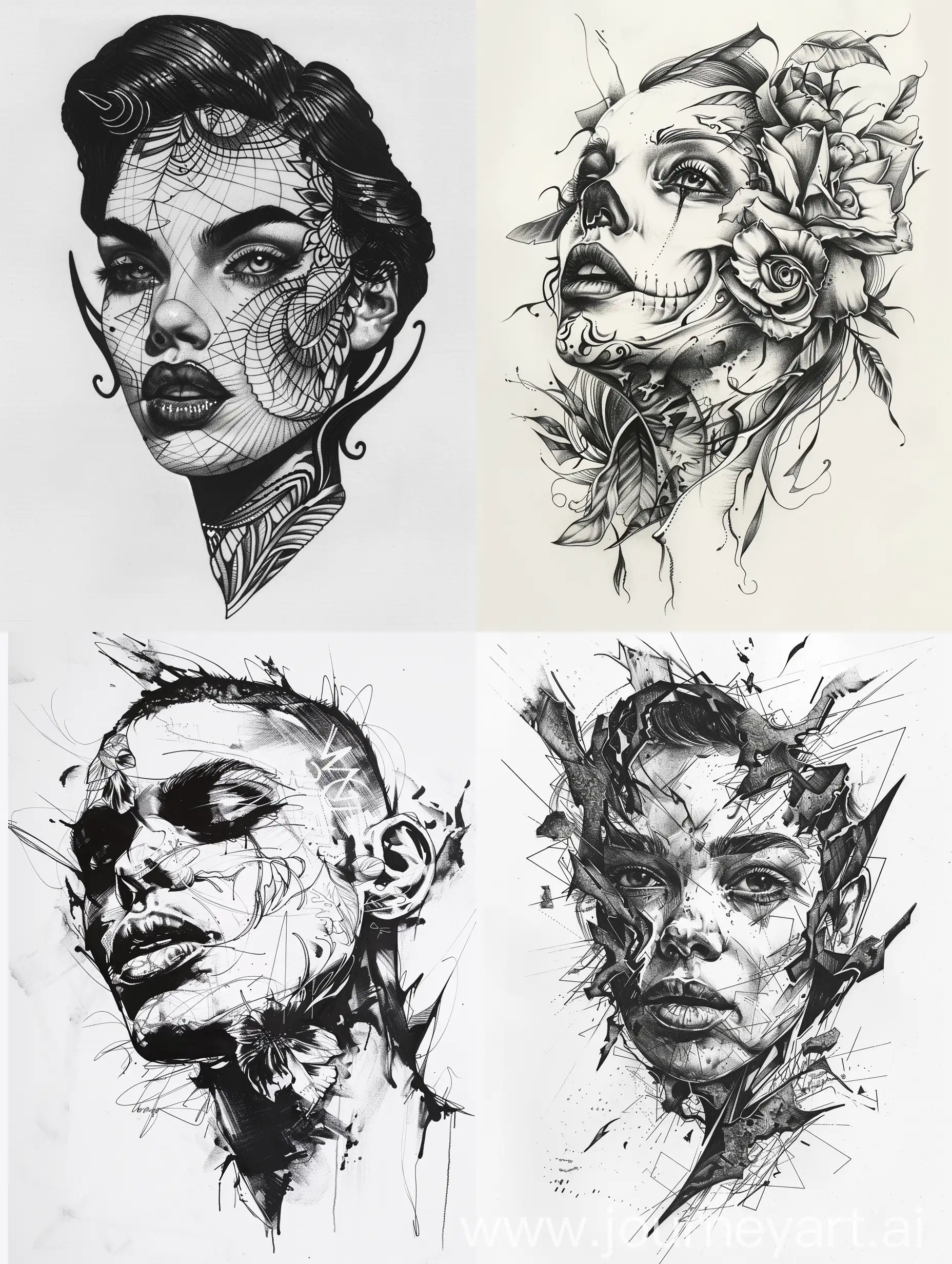 Tattoo sketch, portrait illustration 