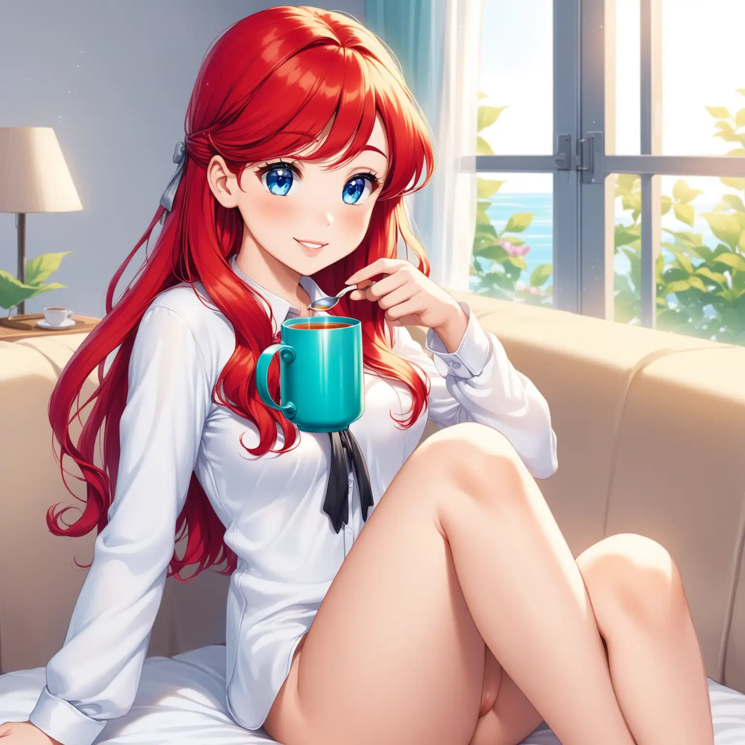 Dreamy Ariel The Little Mermaid Enjoying Tea