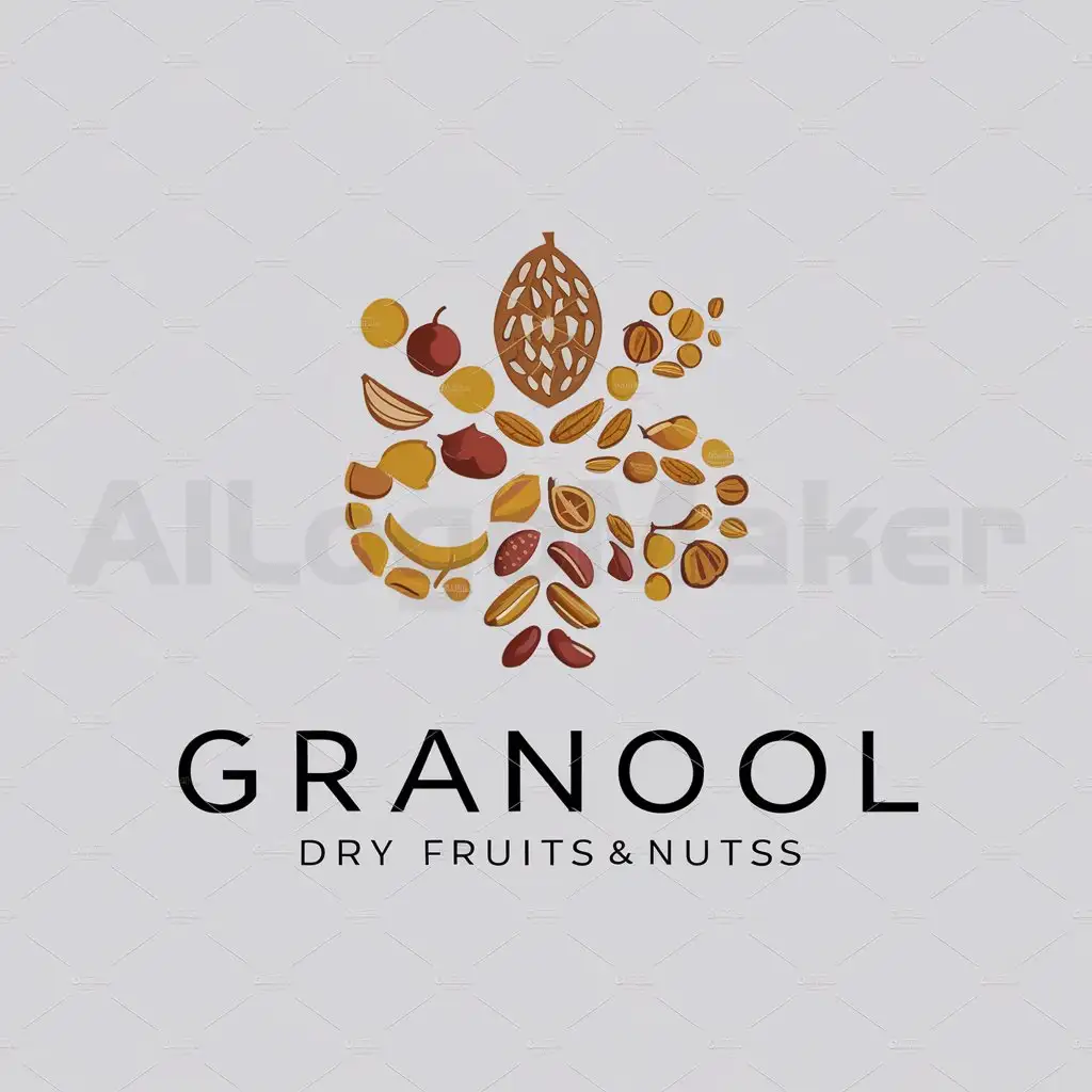 a logo design,with the text "GRANOOL", main symbol:dry fruits and nuts,complex,be used in Retail industry,clear background