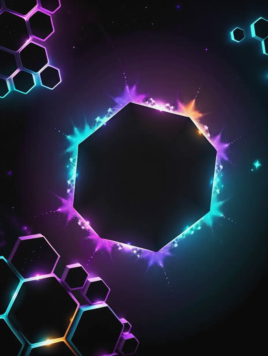 Fractal-Hexagon-Wallpaper-with-Perspective-View-of-Black-Space-and-Stars