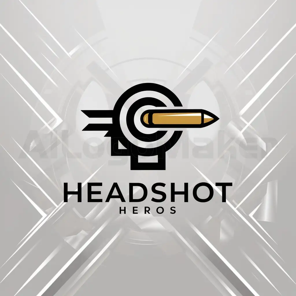 a logo design,with the text "Headshot Heros", main symbol:bullet passes through head,Minimalistic,be used in Sports Fitness industry,clear background