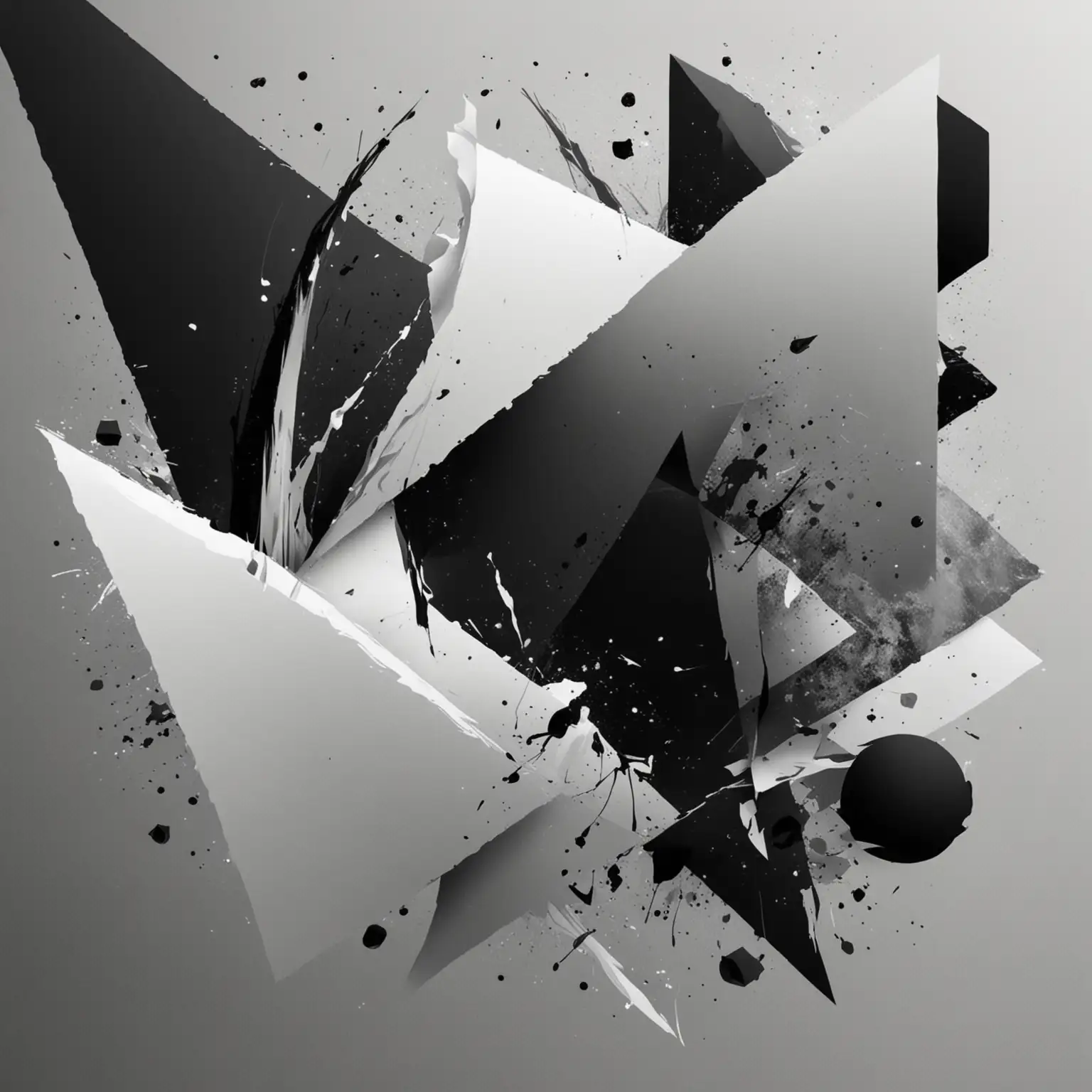 Abstract Black and White Shapes on Background